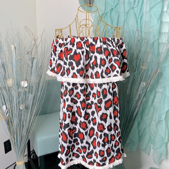Leopard Print Off The Shoulder Dress - Picture 1 of 4